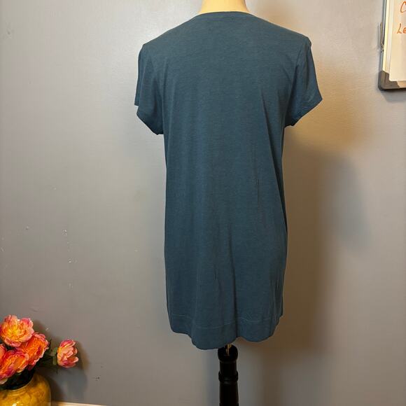 Vince Luxe Deep V Neck Blue Tunic/Dress Chic Breathable Cotton Modal Medium - Picture 2 of 8